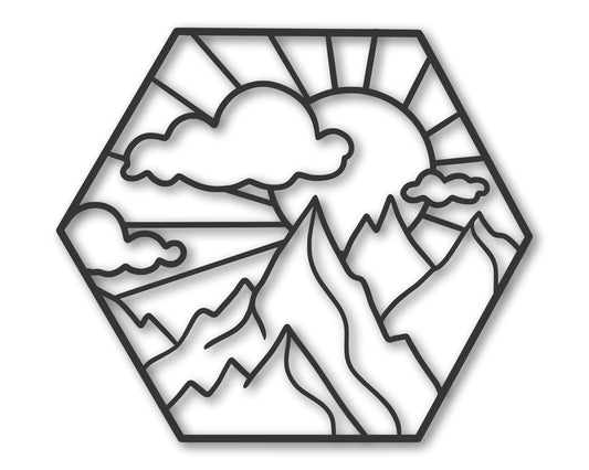 Metal Hexagon Mountains Wall Art | 20+Color Options