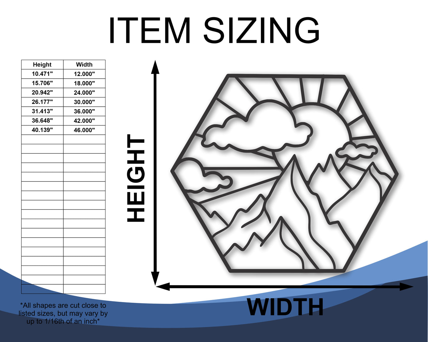 Metal Hexagon Mountains Wall Art | 20+Color Options