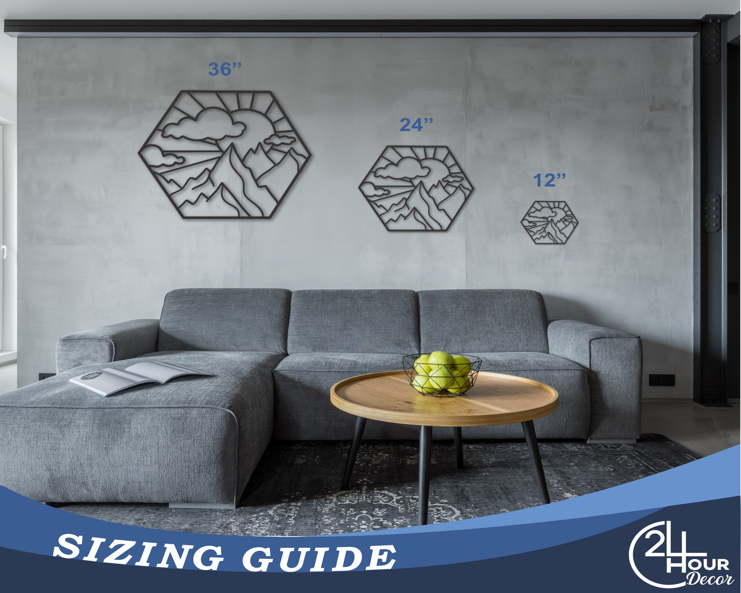 Metal Hexagon Mountains Wall Art | 20+Color Options