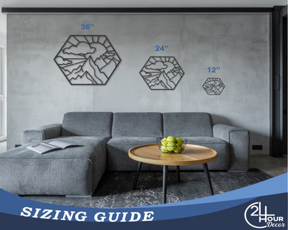 Metal Hexagon Mountains Wall Art | 20+Color Options