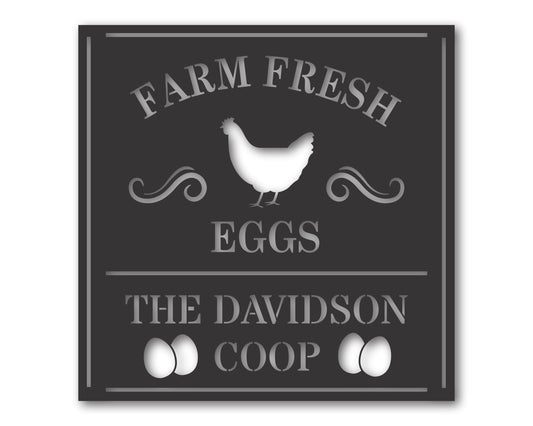Custom Metal Farm Fresh Eggs Coop Wall Art | 20+ color options