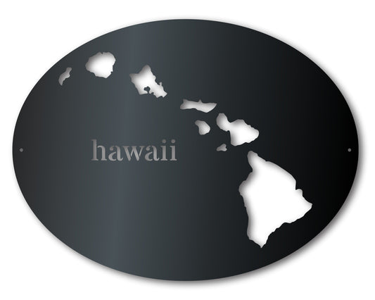 Metal Hawaii Wall Art - Custom Metal US State Sign - 20+  Color Options