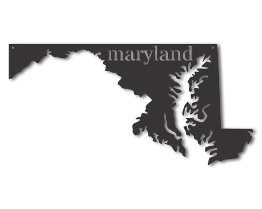 Metal Maryland Wall Art - Custom Metal US State Sign - 20+ Color Options