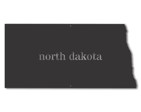 Metal North Dakota Wall Art - Custom Metal US State Sign - 20+ Color Options