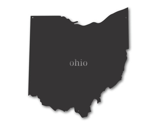 Metal Ohio Wall Art - Custom Metal US State Sign - 20+ Color Options