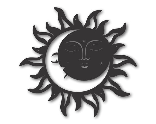 Metal Sun and Moon Faces Wall Art | 20+ Color Options